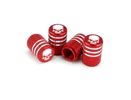 Vástago de rueda de aluminio estilo moleteado tapa de válvula de neumático de cráneo[Rojo]