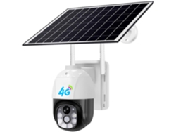 1 Sistema De Cámara De Seguridad Solar Para Exteriores De 2 Mp, 4g, Color Blanco, Abs.