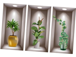 Pegatinas decorativas de pared 3D de PVC, diseño floral creativo, seguras, para sala de estar, dormitorio, oficina, juego de 3 piezas, GOKOCO