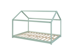 Cama de criança Cerro em forma de casa de pinho 120x200cm - Verde menta [EN.CASA]