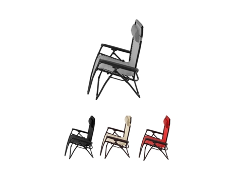 Tumbona Plegable de Acero Reclinable – Hamaca Com Almohada extraíble, Reposabrazos e Reposapiés – Silla de Jardín Ergonómica Gris Unidad