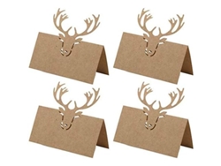 Tarjetas De Ubicación De Cartulina Kraft Con Diseño De Astas De Ciervo Para Navidad, Bodas Y Fiestas - 100 Unidades