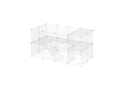 Recinto Modular 2 Niveles 36 Paneles Para Mascotas Pequeñas 143x73x71 Cm Top - Negro