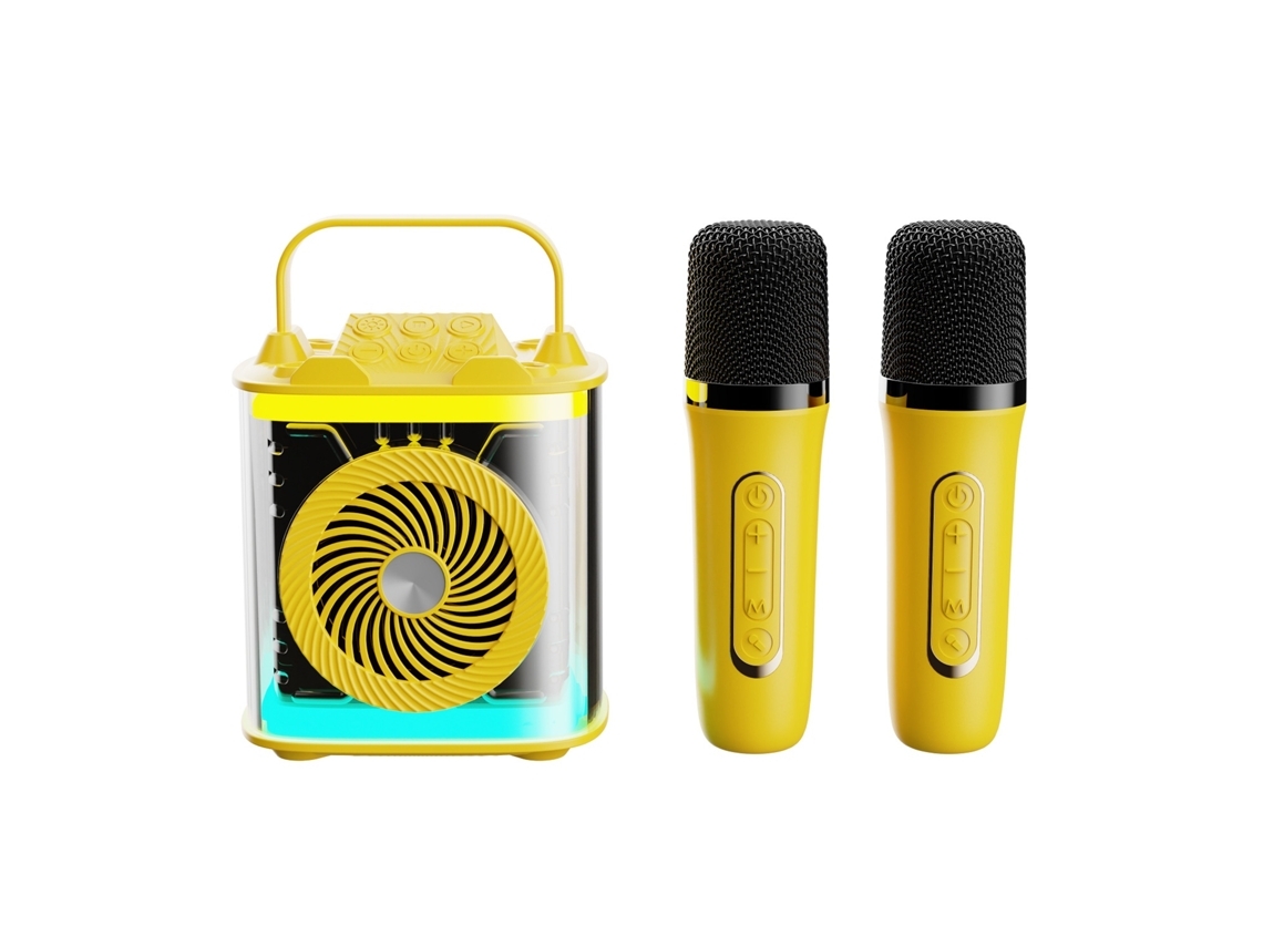 Mini máquina de karaoke para niños y adultos, altavoz Bluetooth portátil con 2 micrófonos inalámbricos, juego de altavoces con micrófono Yemaesre