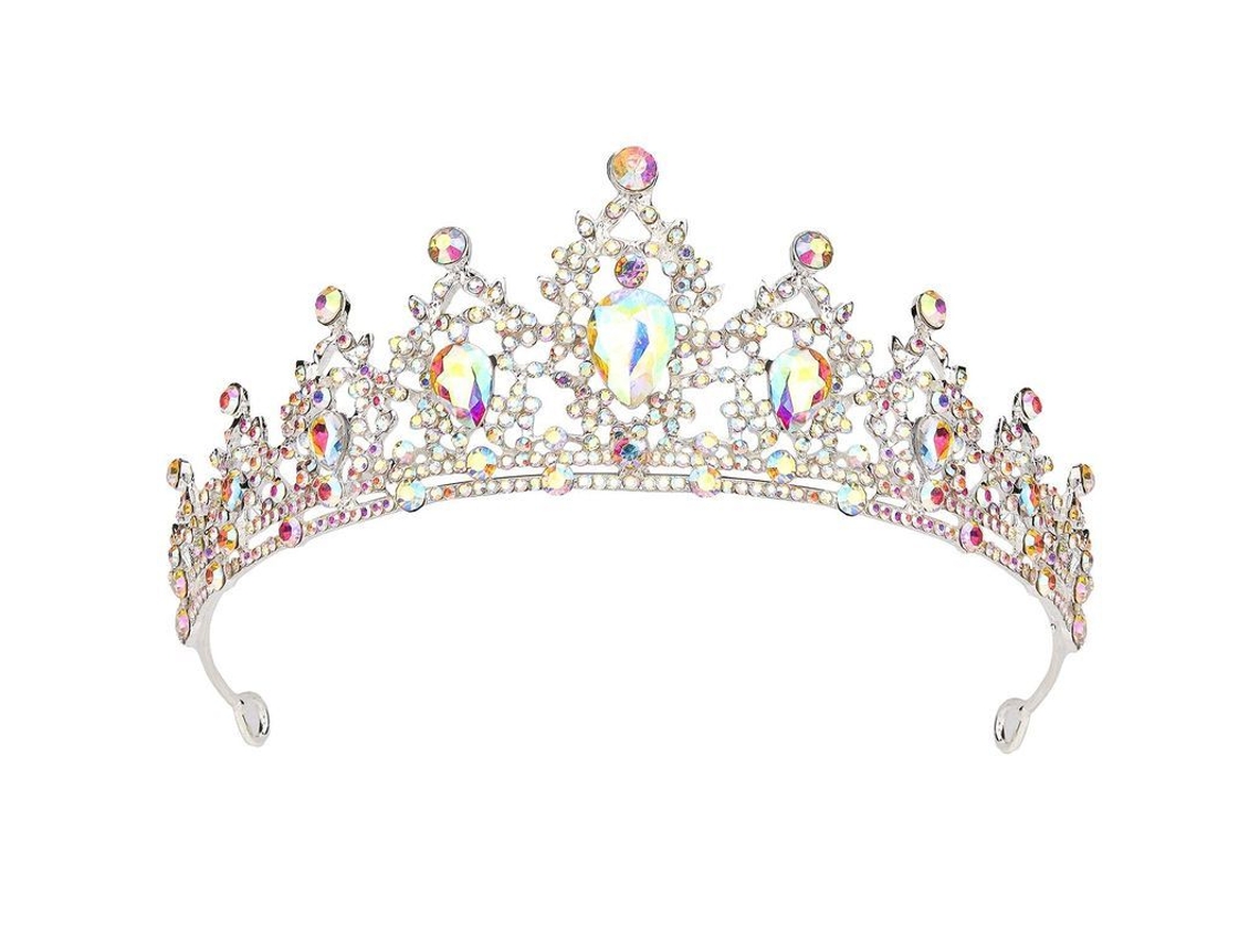 Tiara Y Coronas De Diamantes De Imitación Ab Para Mujer, Corona De Reina De Cristal, Aniversario, Novia, Niñas