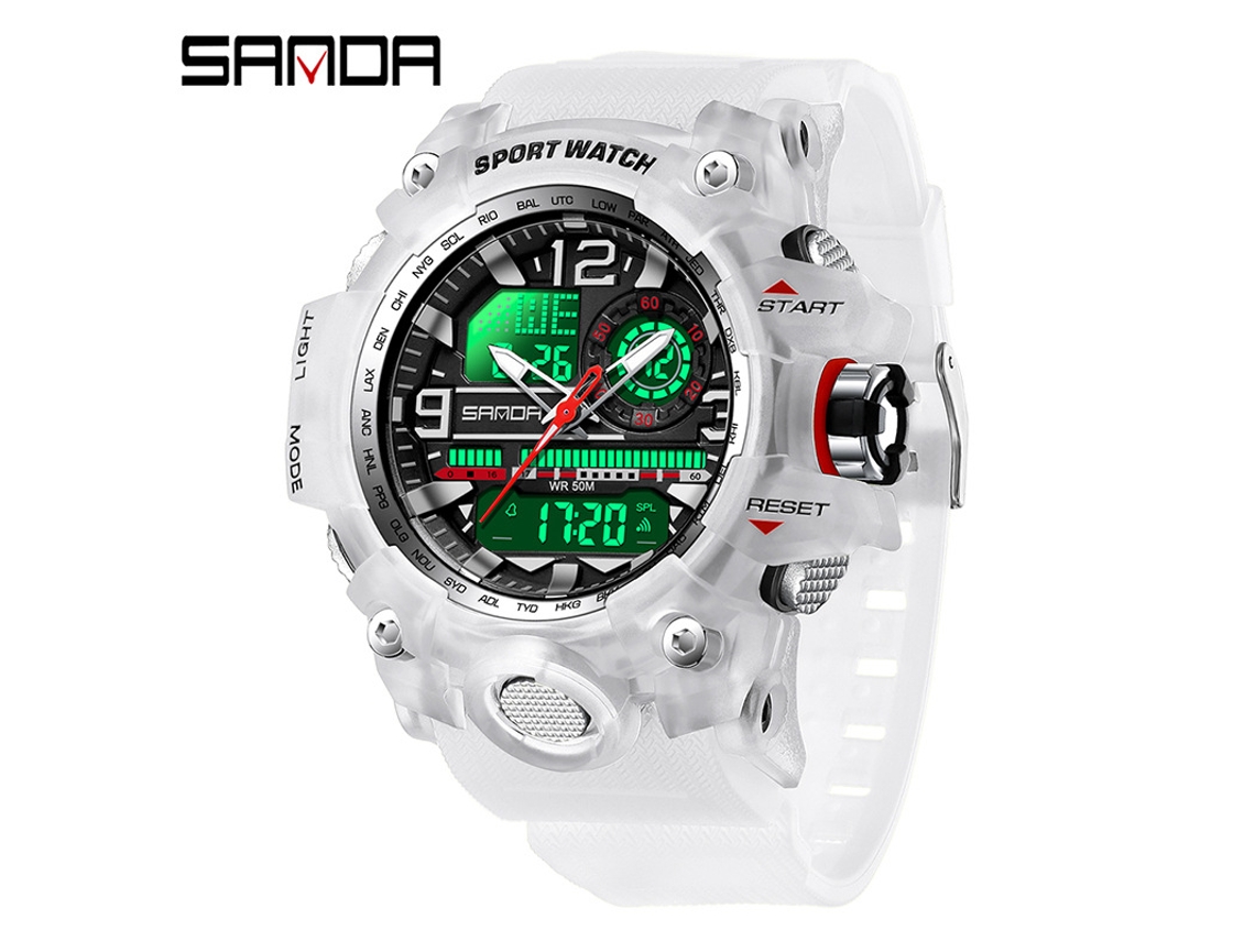 Reloj Electrónico De Moda (blanco Transparente para Hombre) Con Acabado Luminoso, Resistente Al Agua, A Prueba De Golpes Y Con Alarma.
