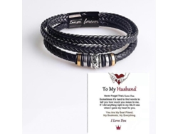 Pulsera De Cuero Trenzado Para Hombre "siempre Estaré Contigo" Pulsera Inspiradora De Acero Inoxidable Regalo Para Esposo, Hijo, Novio