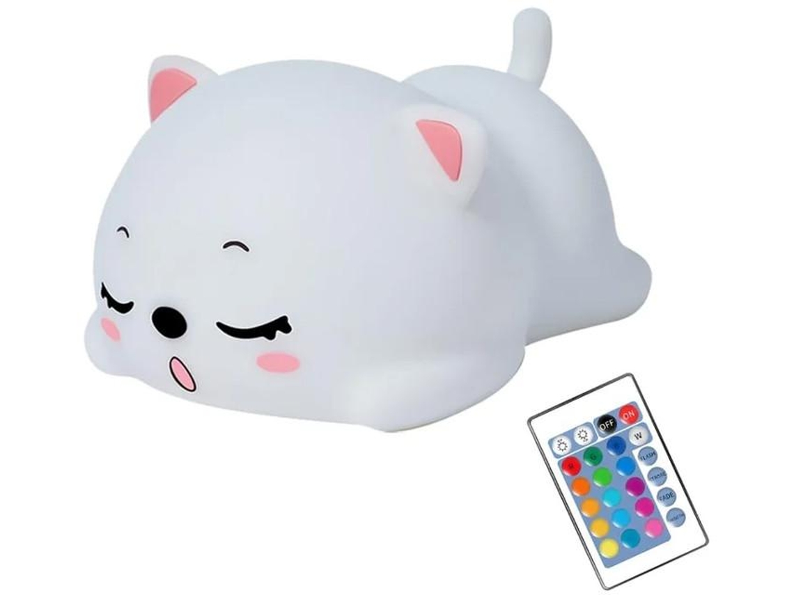 Lámpara De Gato Dormido Con Control Remoto Silicona Kitty Luz Nocturna Para Niños Bebés Niñas Recargable Linda Luz Nocturna Kawaii Yizhood
