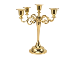 Candelabro retro de 5 brazos, hierro dorado, para el hogar o la iglesia.