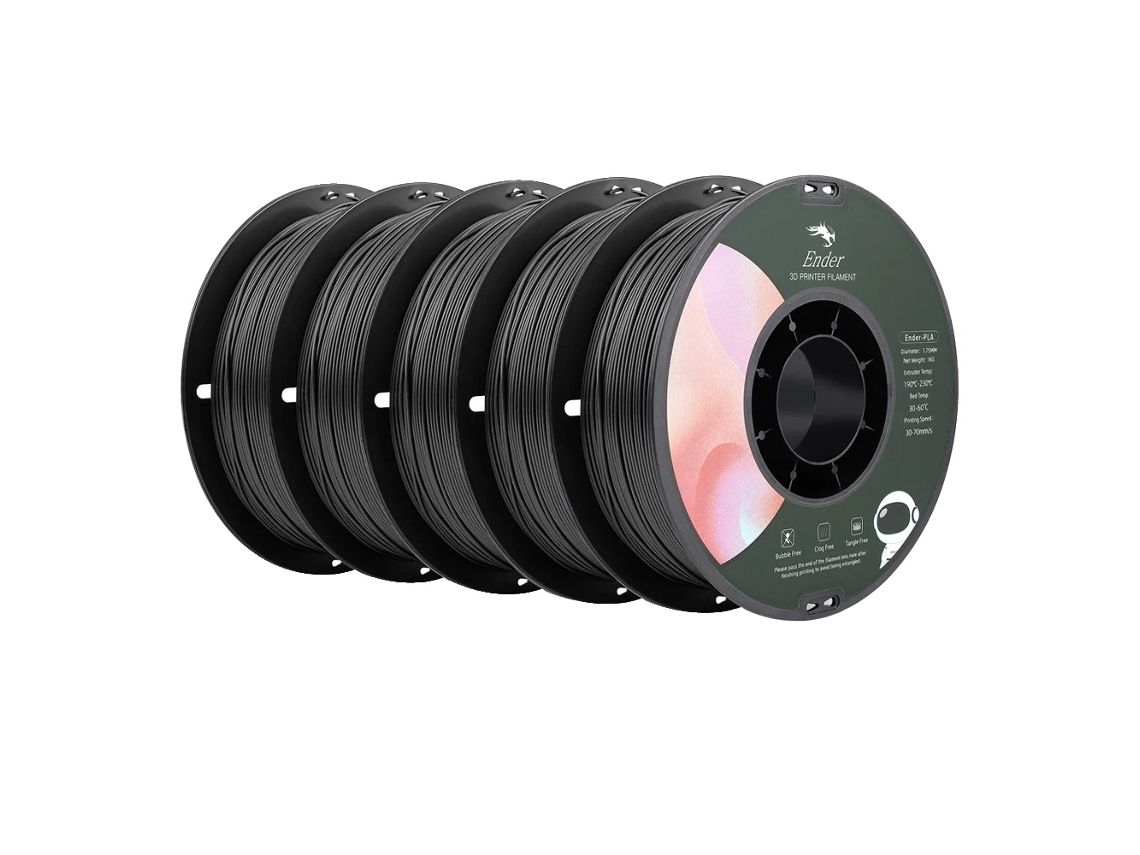 Filamento para impresora 3D, PLA, 1 kg, negro, 5 kg, OEM