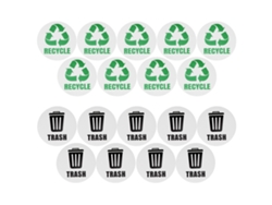 18 unidades/juego de pegatinas y calcomanías autoadhesivas impermeables para basura y reciclables, para latas, cubos de basura y otros contenedores.