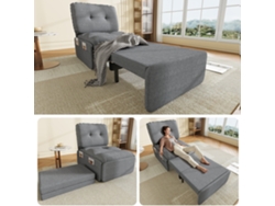 Sofá Cama Tipo Chaise Longue 2 En 1 De Lino, Invisible, Superficie 165x80 X 195 Cm.