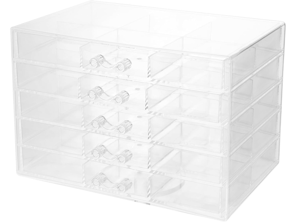 Joyería Acrílico Transparente Capacidad Prueba Polvo 5 Cajones Compartimentos Decoración Caja Gran Uñas