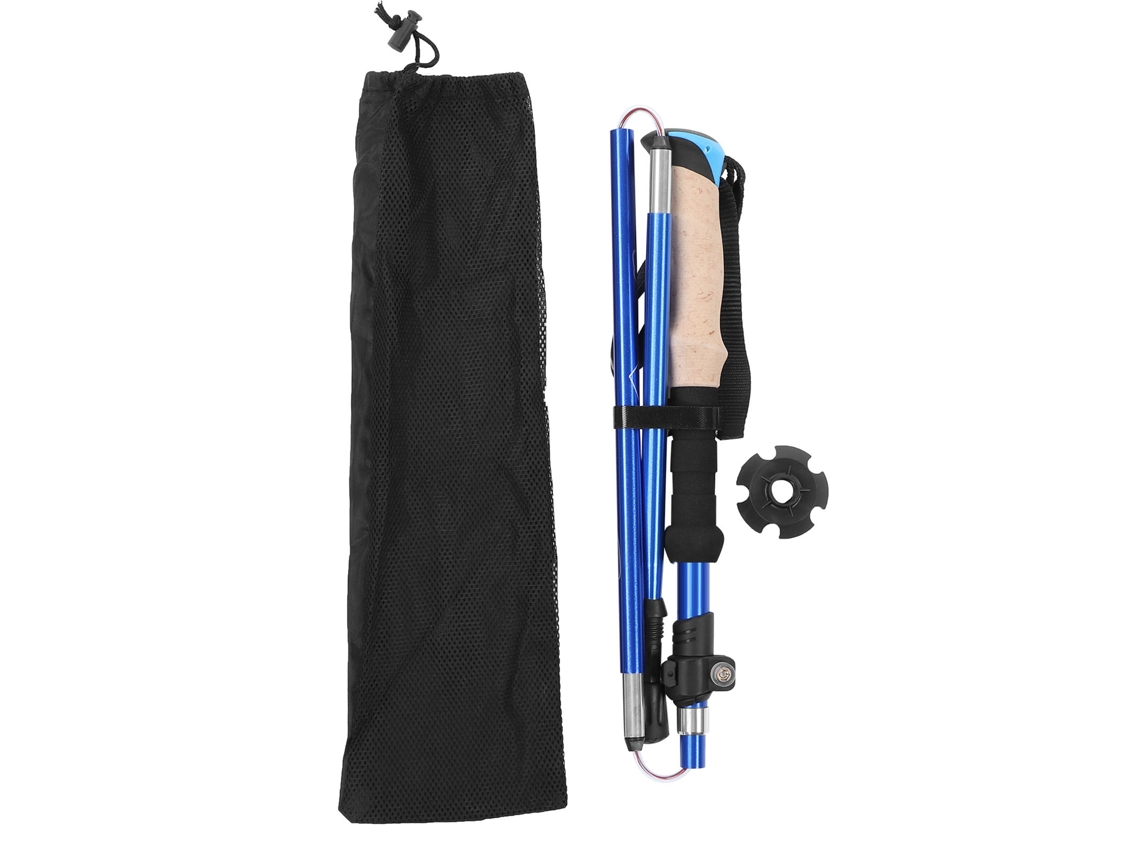 Bastón de trekking telescópico portátil de aluminio azul