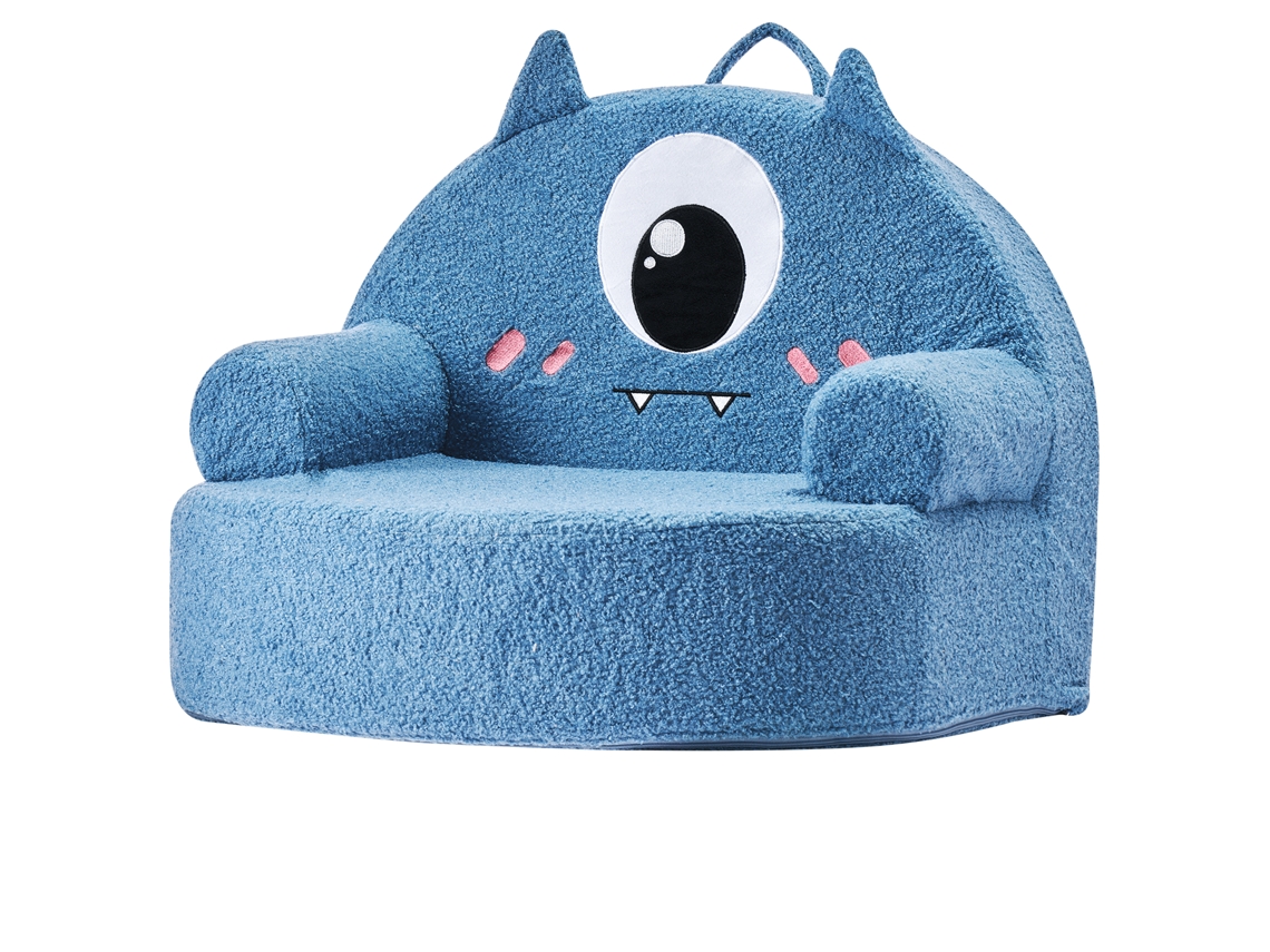Sofá infantil con brazos Succebuy Monster Style, azul, 57 x 47 x 43 cm