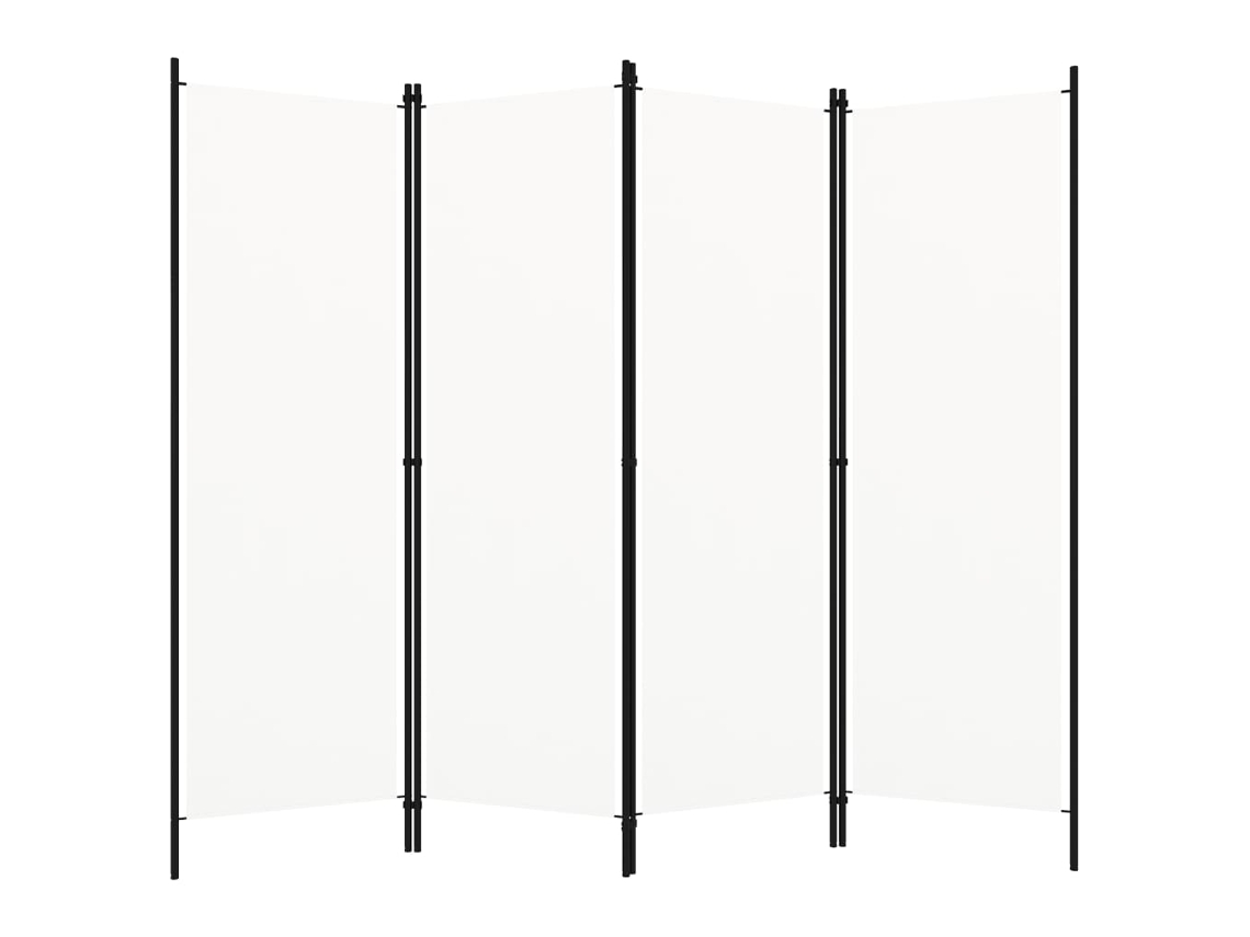 Biombo divisor de ambientes, 4 paneles, 200 x 180 cm, tela blanca y planchado, Dec030838