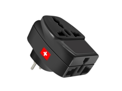 Adaptador de viaje tipo J Suiza 3 salidas Negro Akashi