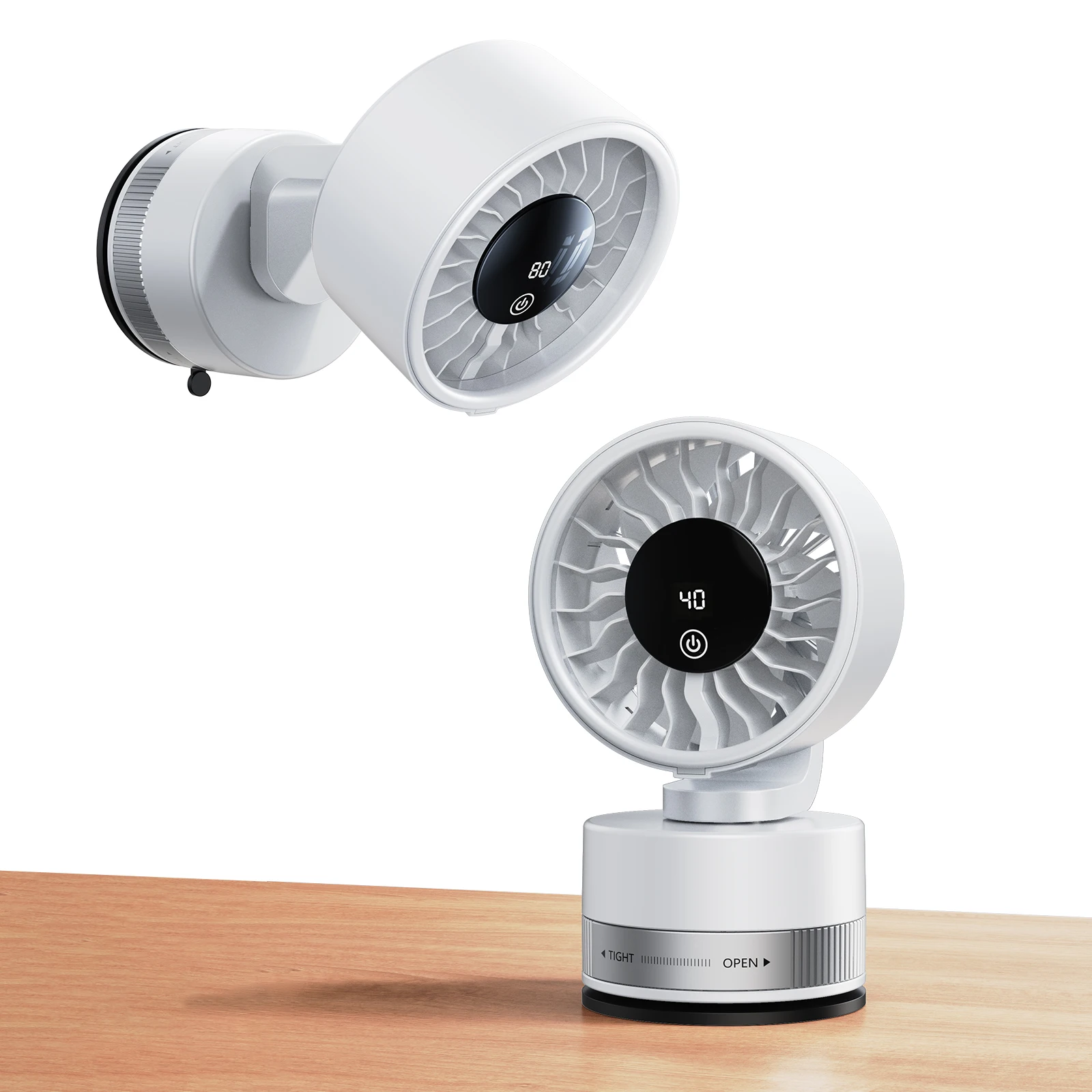 Ventilador De Pared (blanco), 5 Velocidades, Silencioso, Con Turbina Recargable Por Usb.