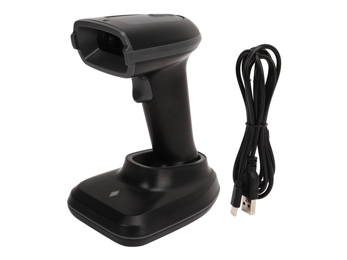 Lector de códigos de barras y escáner QR inalámbrico de 2,4 GHz para tiendas minoristas y logística.