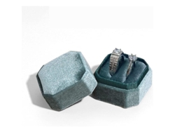 Caja De Terciopelo Octogonal Vintage Para Anillos Con Tapa Extraíble Para Compromiso Y Boda.