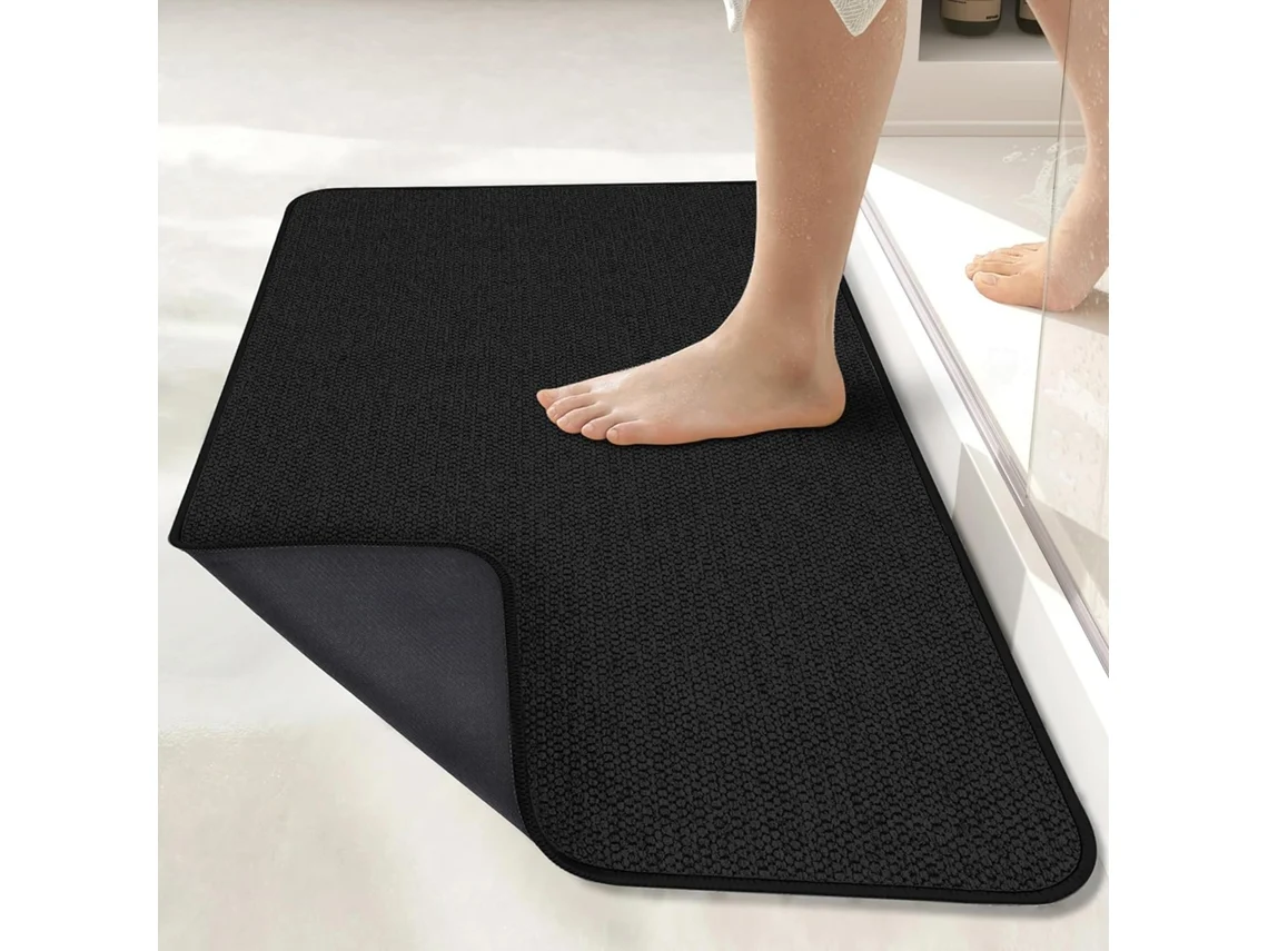 Alfombrilla De Baã±o Con Base De Goma Antideslizante, Absorbente Y De Secado Rã¡pido (negra/50x80cm) Gertiz