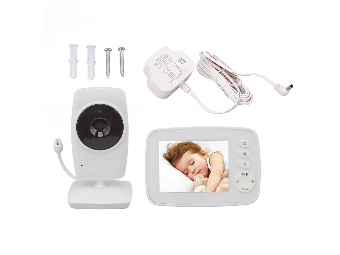 Monitor Baby Com Tela Tft 3.2 Polegadas Zoom Duplo Monitoramento De Temperatura Visão Noturna Intercomunicador Uk Plug