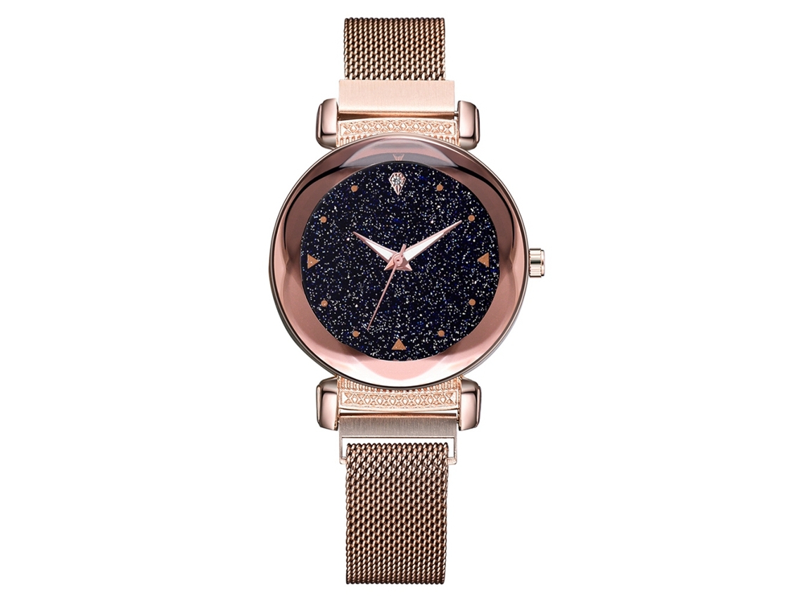 Reloj De Pulsera De Cuarzo De Oro Rosa, Estilo Sencillo, Cierre Magnético.