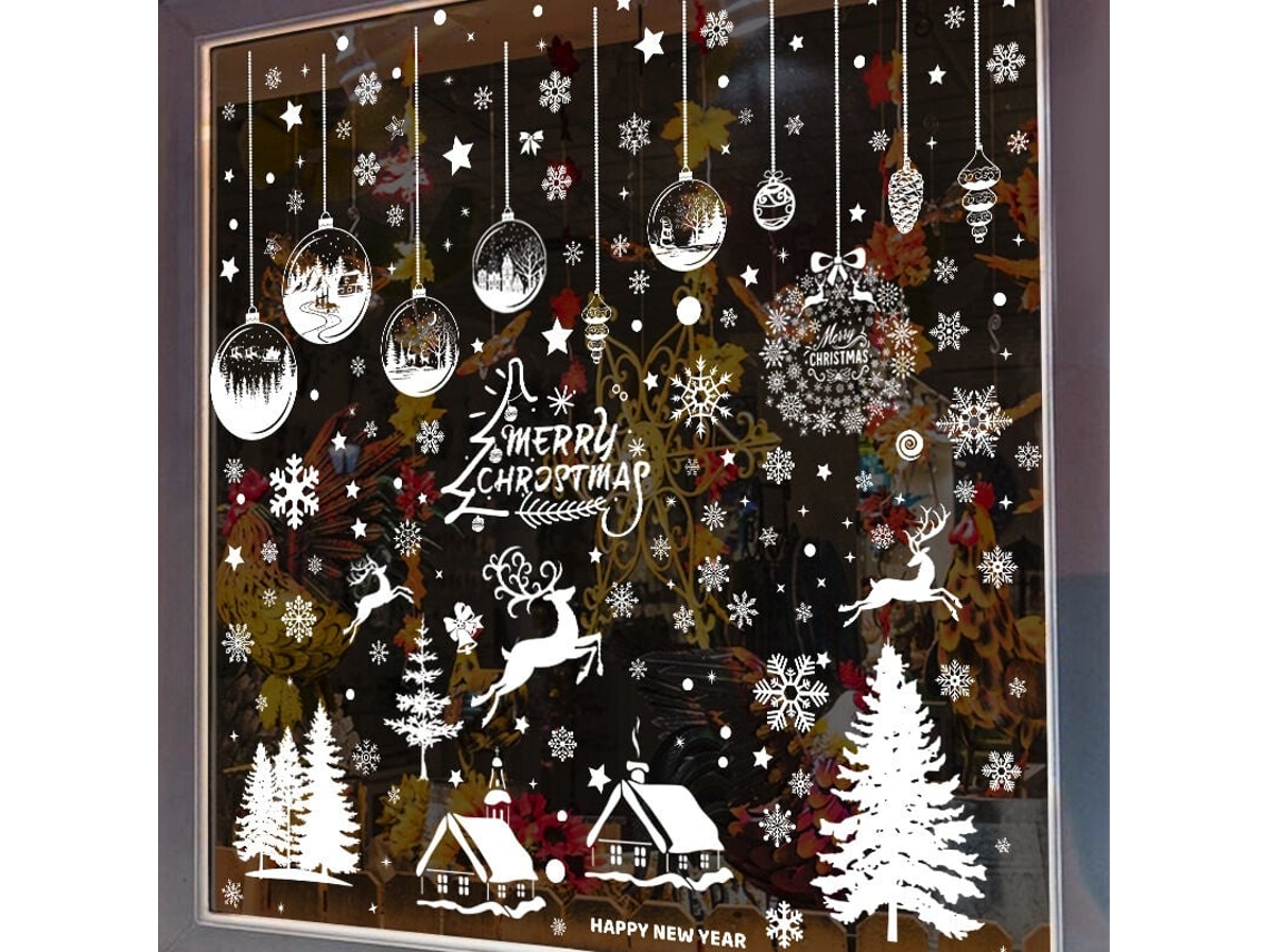 9 hojas de pegatinas navideñas para ventanas. RNEMITERY