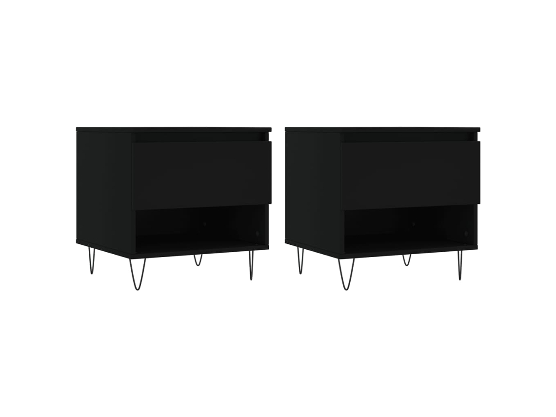 Maison Exclusive - Mesas De Centro 2 Uds Madera De Ingeniería Negro 50x46x50 Cm
