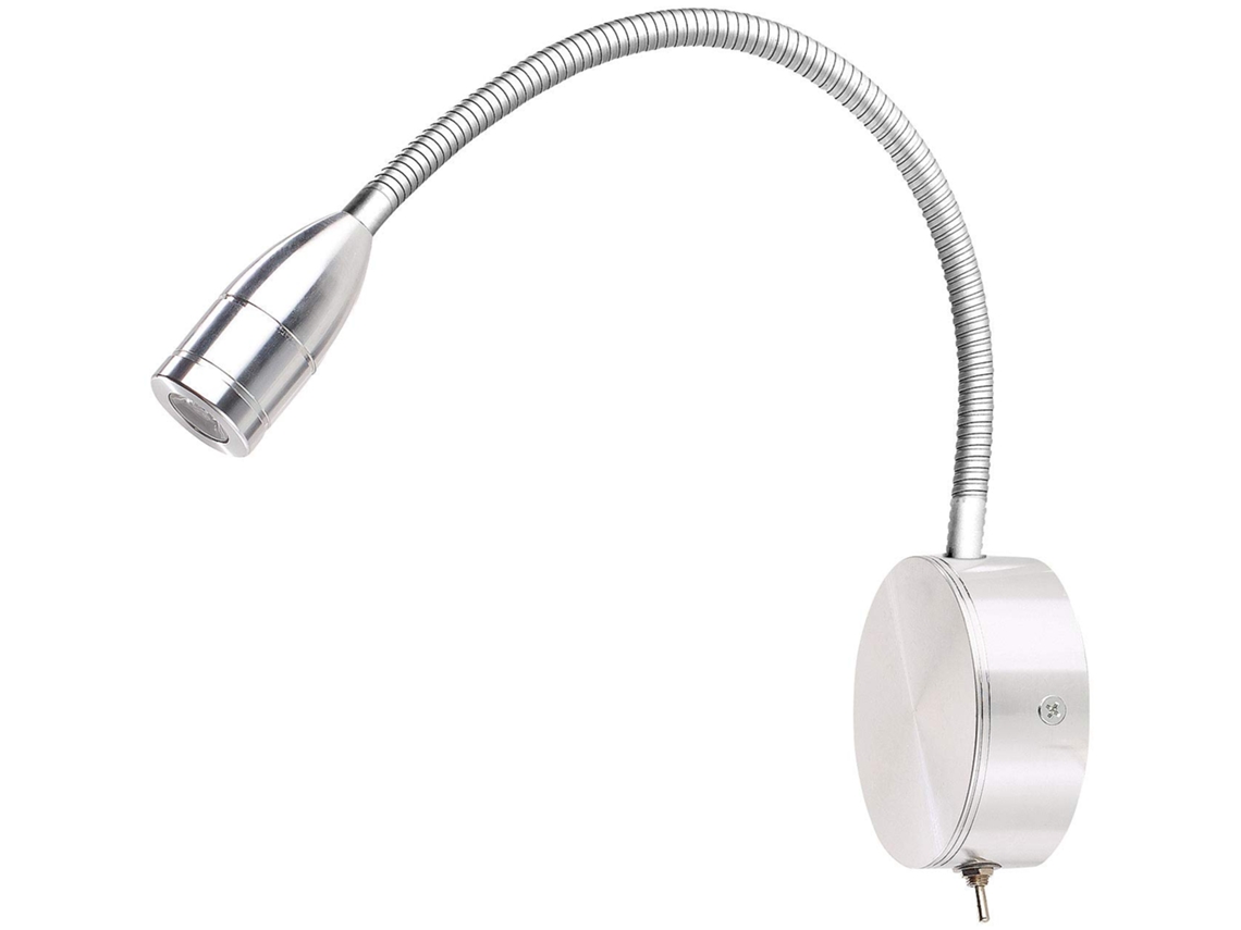 Luminária de Leitura Led para Quarto 3W Prata Luz Branca Interruptor de Balanço