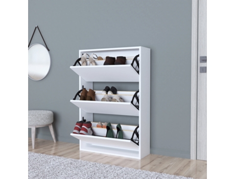 Zapatero Aurskog 3 compartimentos máx. 18 pares aglomerado 110 x 74 x 24 cm Blanco [EN.CASA]