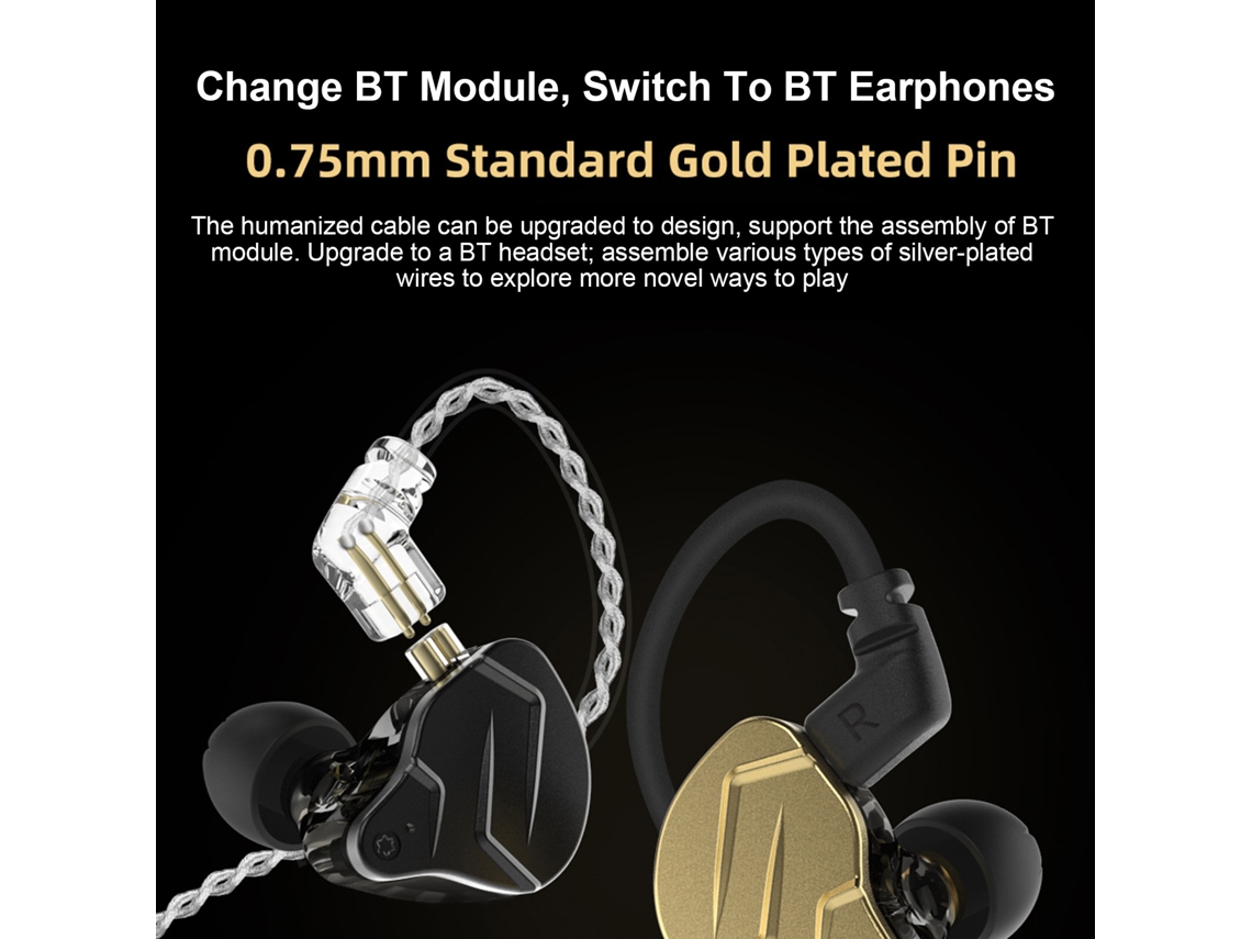 Auriculares Intrauditivos Con Drivers Dinámicos Híbridos Ba, Cable Desmontable, Cómodos, Cableados, Negros, Sin Micrófono