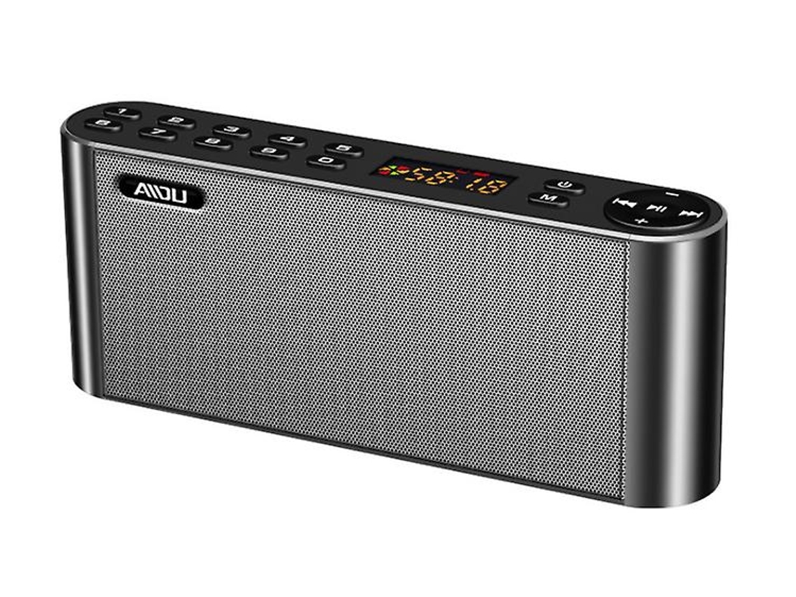 Altavoz Bluetooth inalámbrico portátil con radio FM digital, reproductor MP5, un potente micrófono incorporado y dos altavoces gris Lalamoli