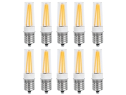 2026 10 bombillas LED E17 de filamento largo de 3 W y 110 V, luz blanca cálida para lámparas de araña, de techo y de mesa
