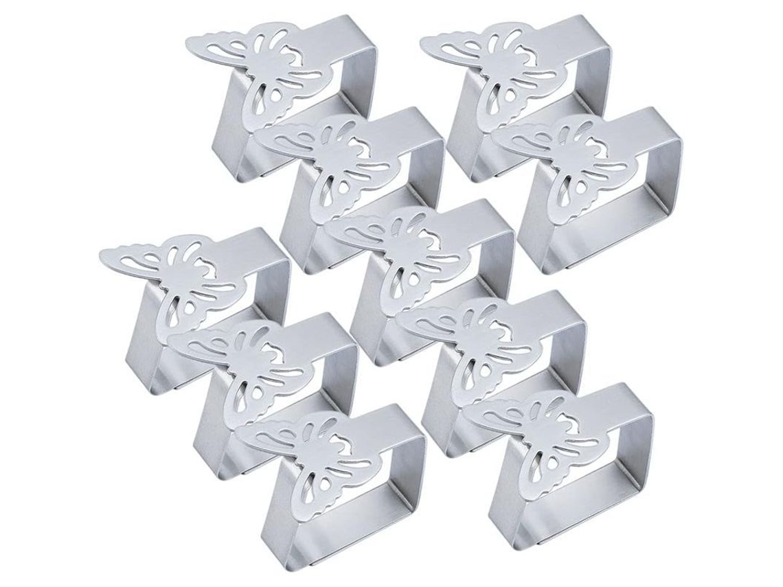 10 Pinzas Para Mantel De Acero Inoxidable Plateado Para Uso Interior Y Exterior, Resistentes Al Viento.