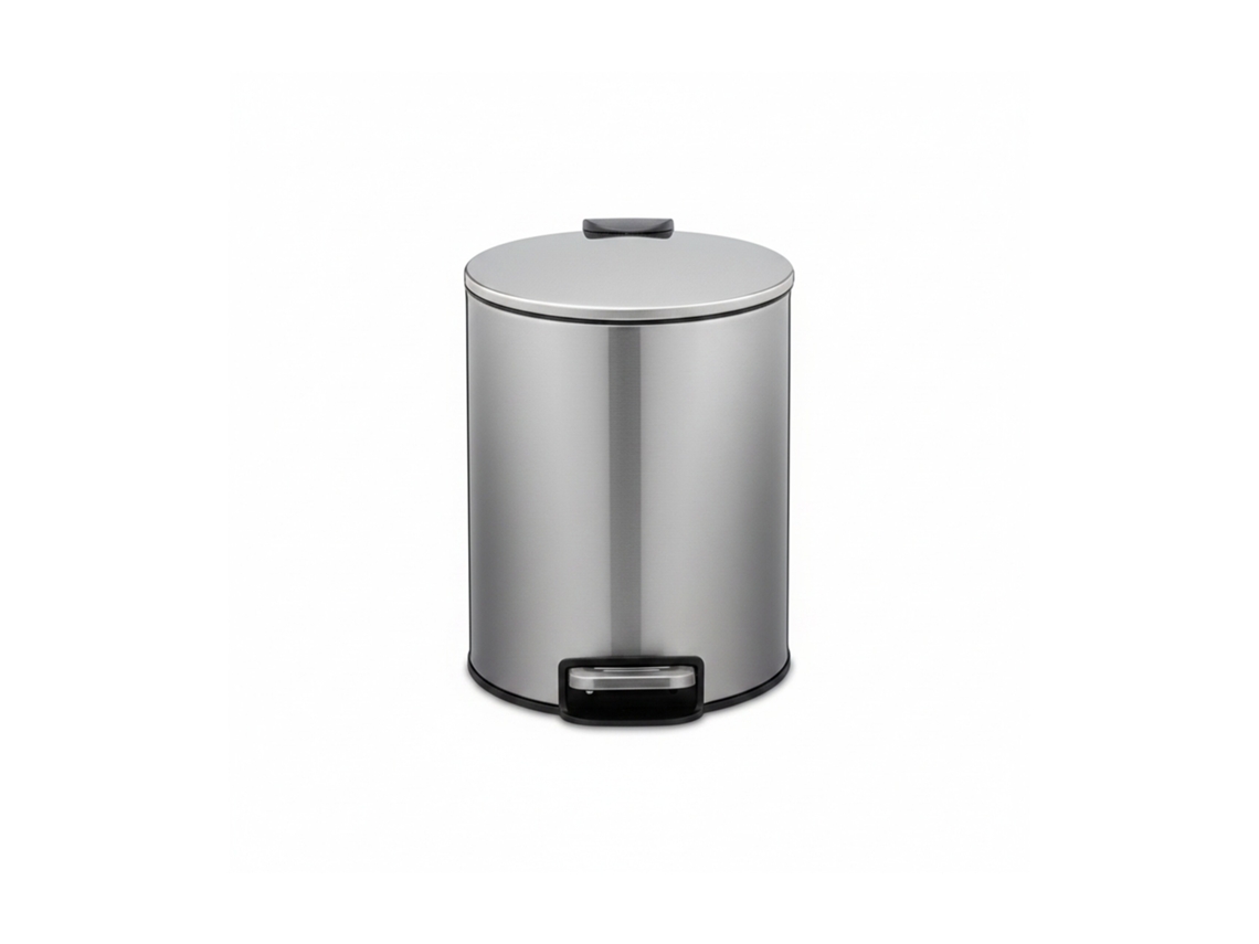 Relaxdays Cubo Basura 5 Litros, Acero Inoxidable, Bote Interior Extraíble, Mecanismo Automático, Papelera Cocina, Plata