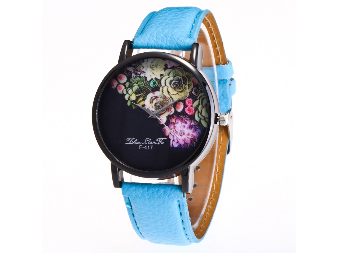 Reloj Casual De Moda Zhoulianfa Unisex Cuarzo Correa De Cuero Azul Claro