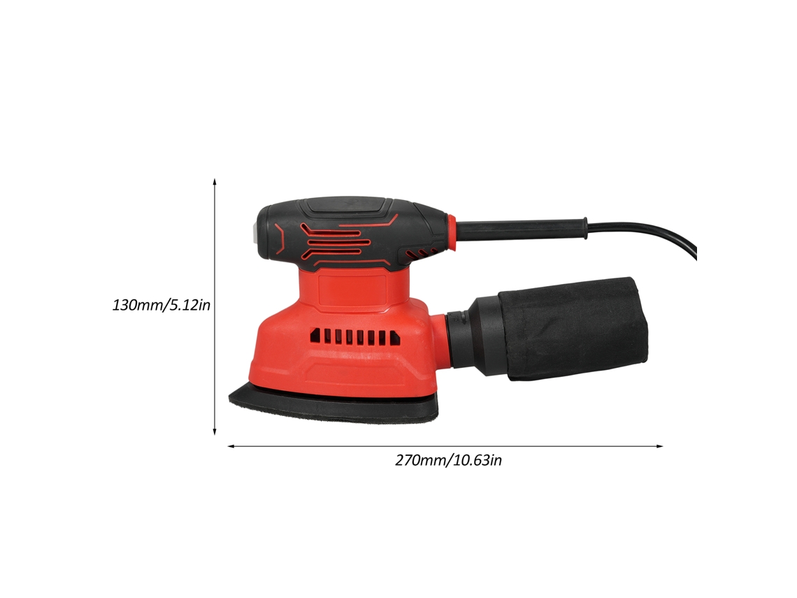 Lijadora Eléctrica De 130 W Y 12000 Rpm Con 15 Discos De Lijado Y Bolsa Recolectora De Polvo Para Carpintería.