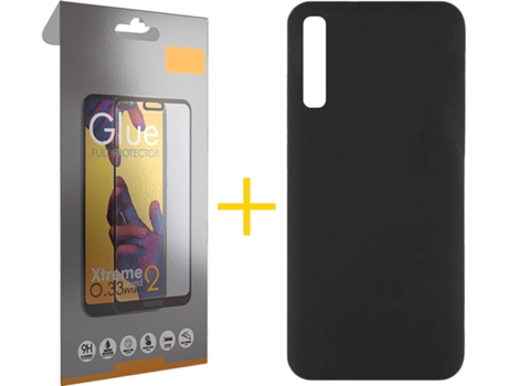 Kit Funda + Protector de Pantalla Samsung Galaxy A50 SKYHE Full Silicona Líquida (Negro)