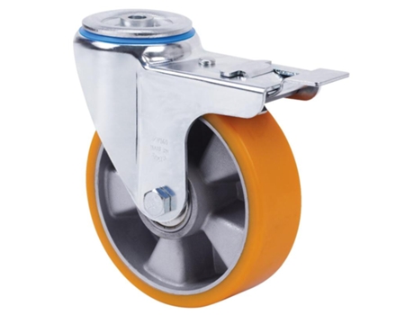 Rueda giratora agujero m12 freno 20zvfd160-aub aluminio-poliur.naranja bolas ALEX