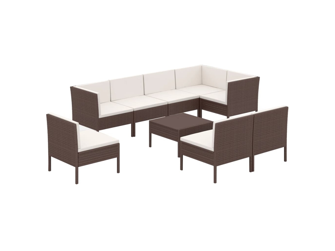 Maison Exclusive - Set Muebles De Jardín 9 Pzas Y Cojines Ratán Sintético Marrón