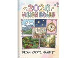 Cuaderno genérico para tablero de visión 2026 para hombres | Plan de 12 meses, colección de imágenes, estudiantes