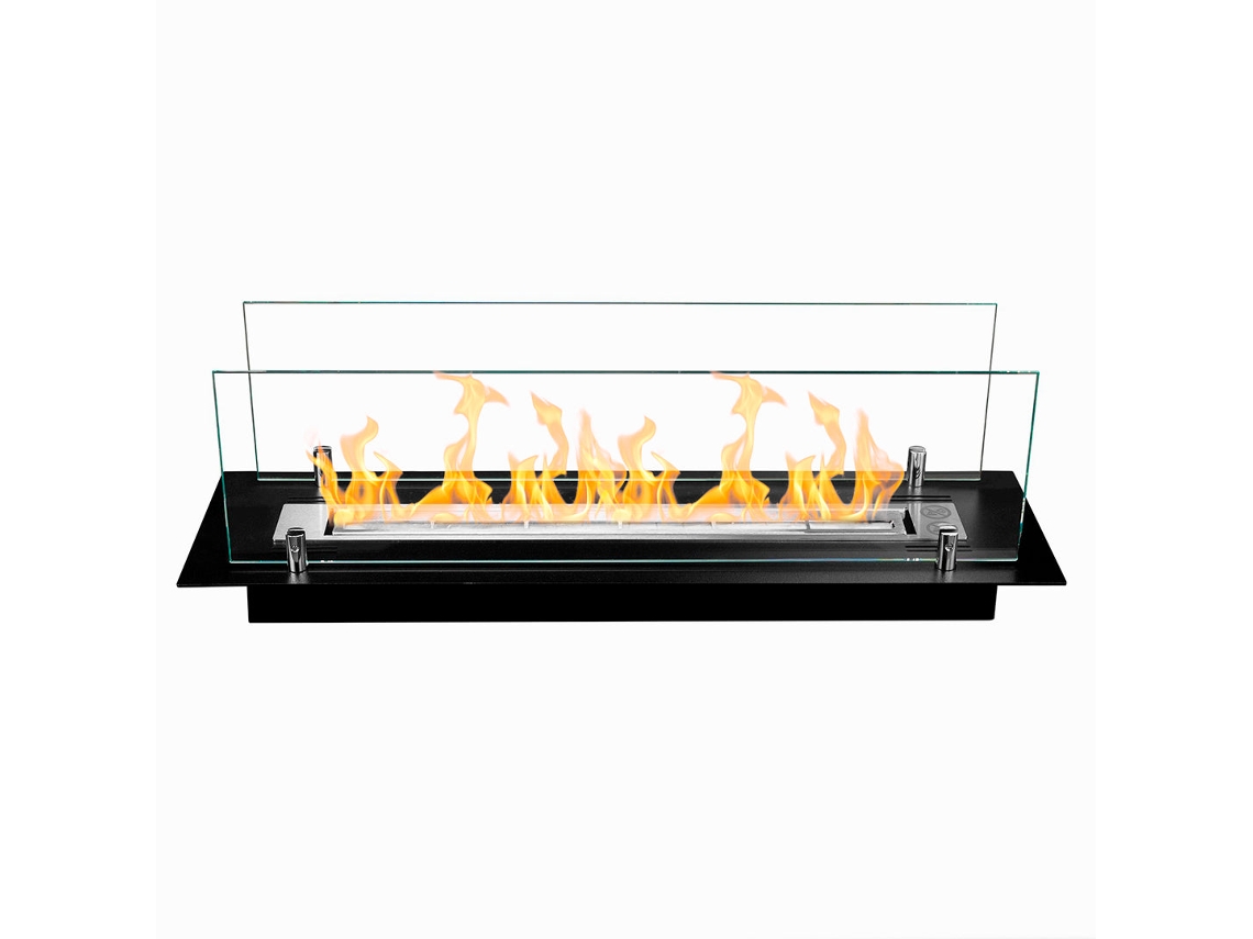 Chimenea de Bioetanol Quemador en Acero con Cristal, 65 cm.