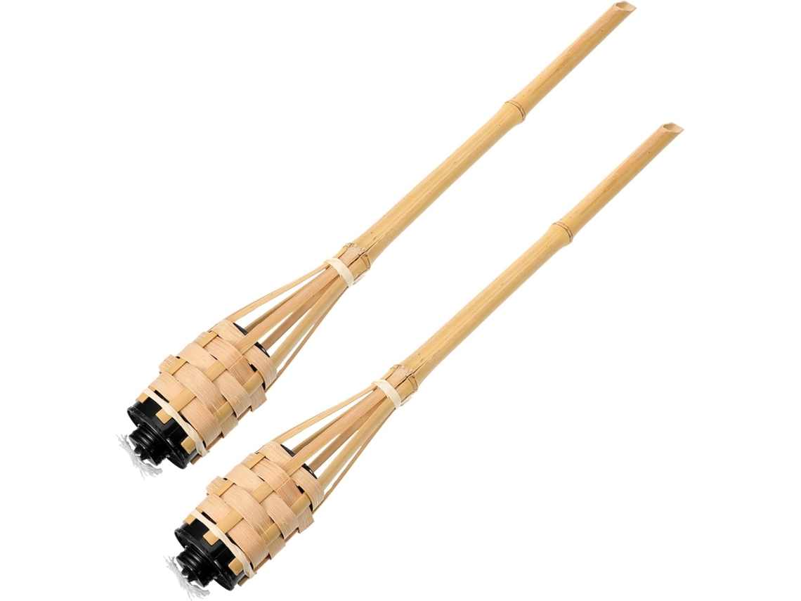 2 Antorchas De Bambú, Accesorio Decorativo De Mimbre, Antorchas De Jardín Y Camping.