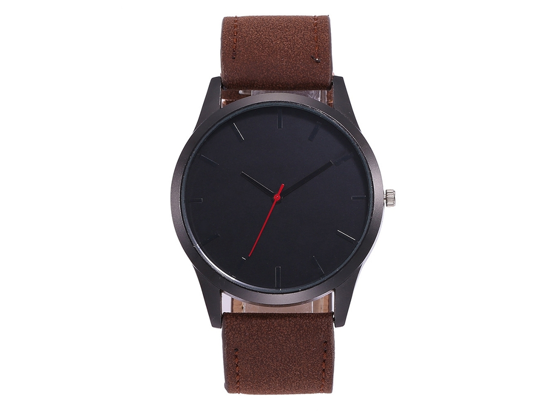Reloj De Pulsera De Aleación Cuadro Redondo Reloj Analógico De Cuarzo Pareja Café Oscuro