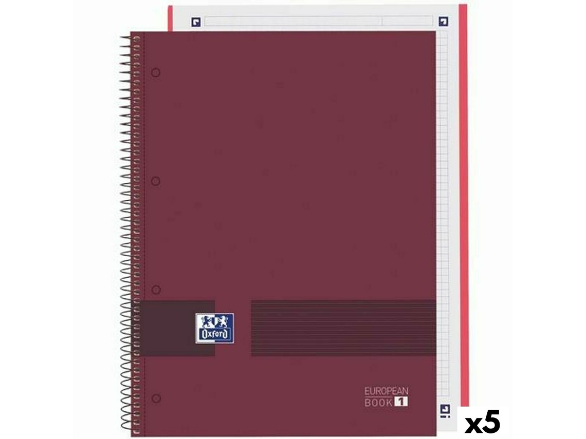 Cuaderno OXFORD European Book Write&Erase Burdeos A4 (5 Unidades)
