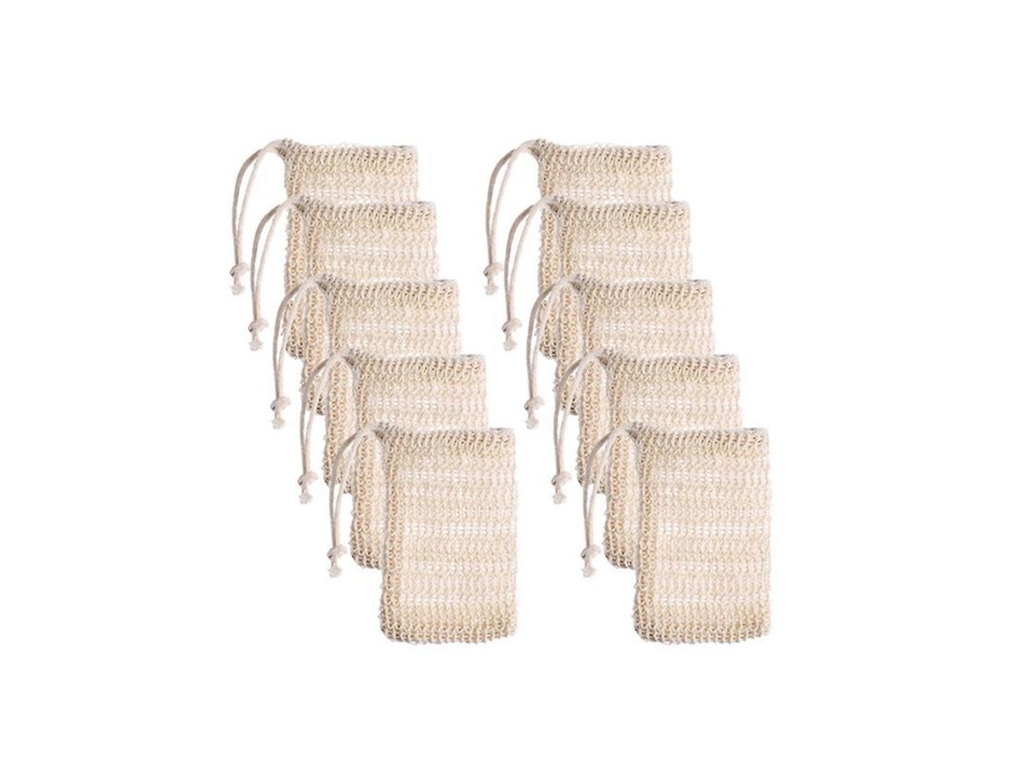 20 Bolsitas De Jabón De Sisal Con Cordón Para Exfoliación Y Masaje En La Ducha.