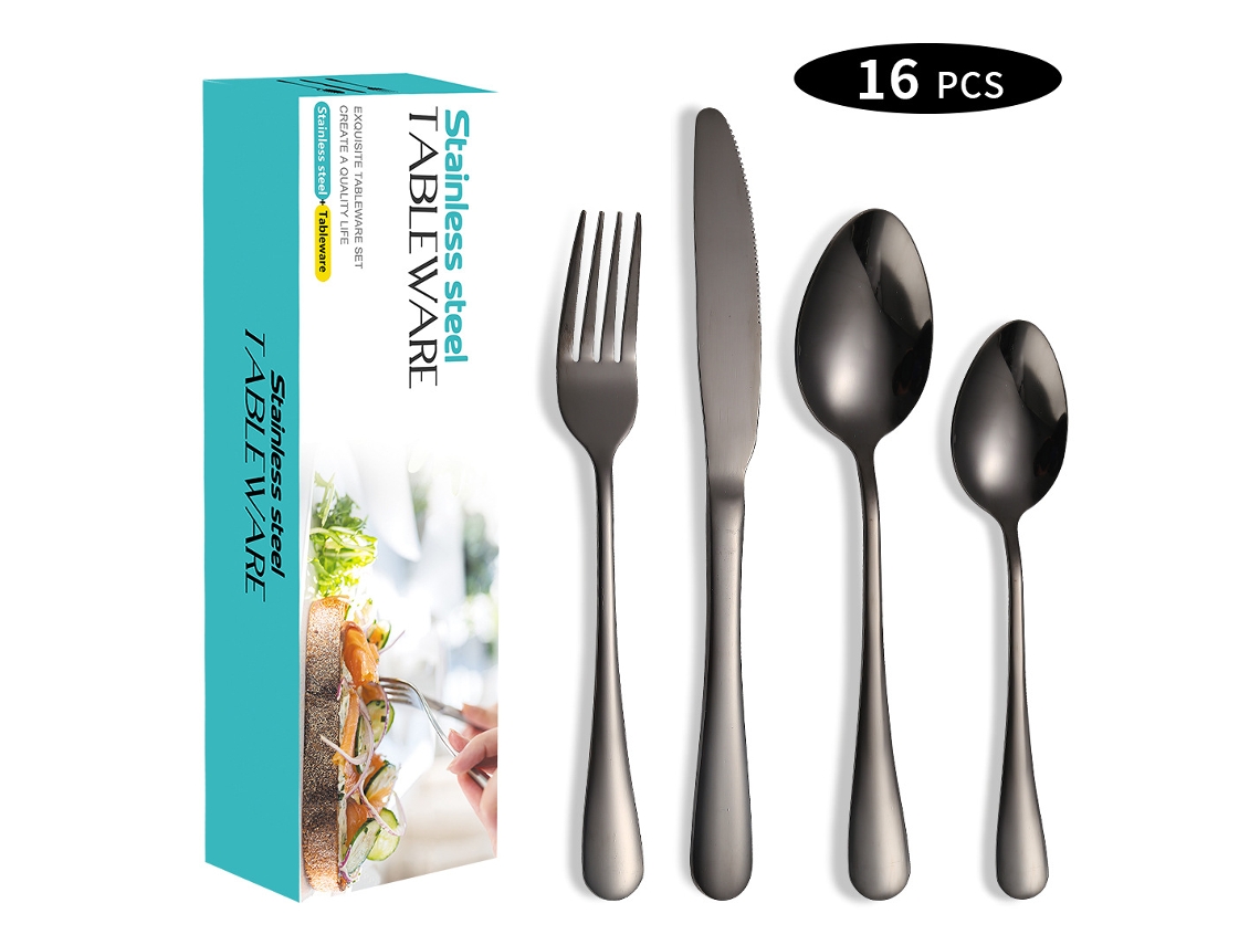 Conjunto De Talheres Eifson Em Aço Inoxidável Com 16 Peças Para 4 Pessoas (preto)