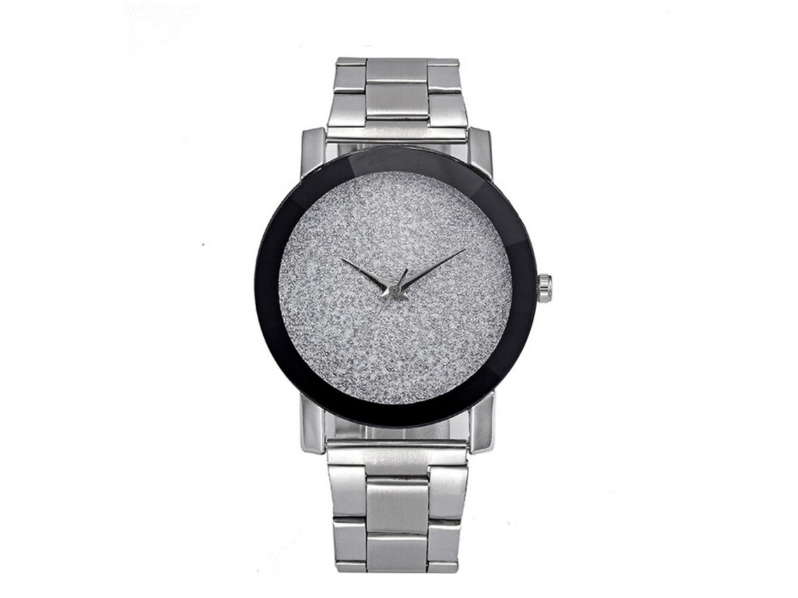 Reloj De Pulsera Analógico De Cuarzo Con Correa De Acero Estilo Simple Unisex (plata)