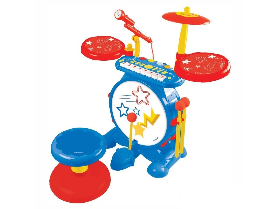 Batería Electrónica Infantil Con Teclado, Platillos Y Taburete Iluminados